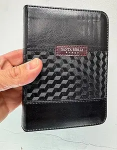 Pocket Bible 8-point cover with zipper RV1960 imitation leather black with index this Bible is in Spanish
