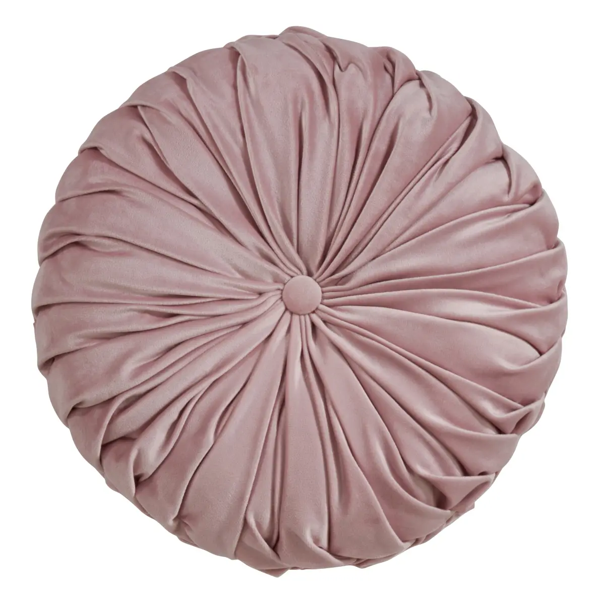 Saro Lifestyle 6005.BH14R Velvet Fabric Round Shape Throw Pillow - 14 in. Pintucked, Poly-Filled, Blush Pink for Home, Room Decor, House Decor