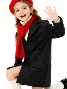 【 LUOBOKIDS 】 Children's woolen coat for autumn and winter, suitable for children with a height of 90-160cm, Western college style coat, winter warm jacket, Collared coats