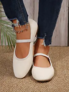Vintage Square Toe Mary Jane Flat Shoes, Elastic Strap Ballet Style, Soft Sole Comfortable Commuter Slip-Ons, All Seasons Casual Dress Shoes