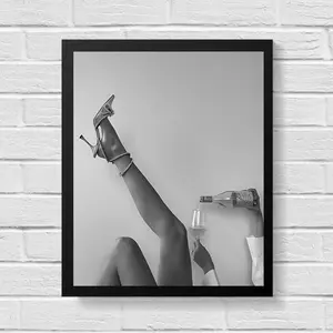 High Heels Woman Drinking Wine, Woman Art