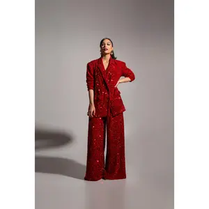 LIZA Sequin Blazer in RUBY