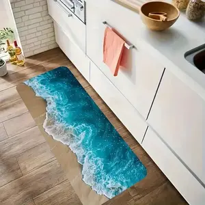 Wave Theme Kitchen Mat, Non-Slip Rug, Corridor Carpet, Absorbent, Fade-Resistant, Soft, Ideal for Living Room, Bedroom, Bathroom