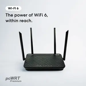 pcWRT PW-AX1800 | WiFi 6 Mesh Router | Quad-Core ARM CPU | with VPN & One-Click Ad Blocker