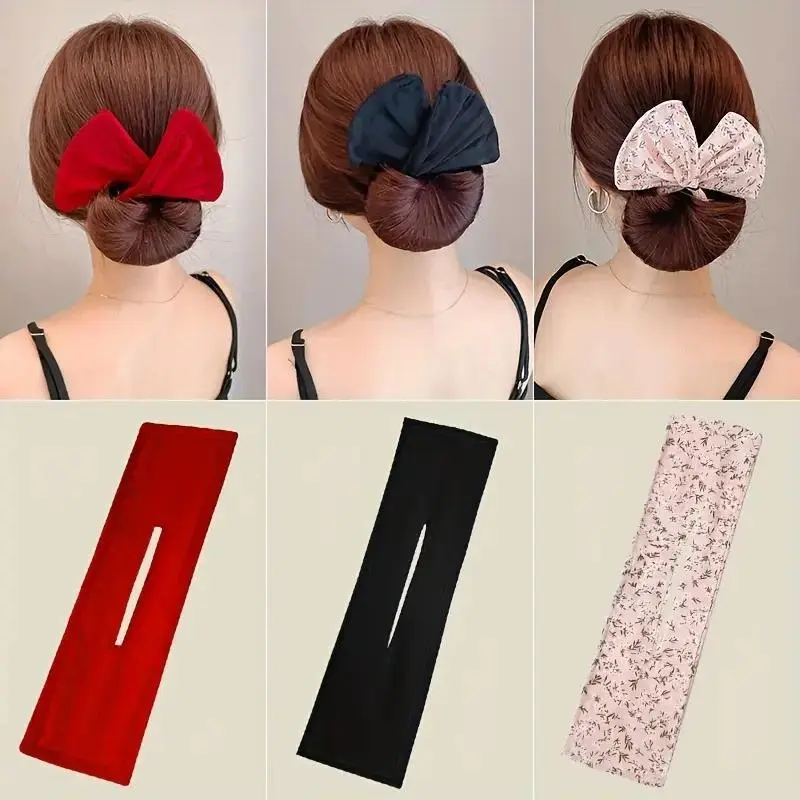 1pc Bohemian Bow Design Bun Maker Headband - Polyester Fiber, Rotating Twist Reel, Stylish Hairstyle Accessories for Lazy Hair