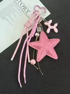 1PC Y2K Style Pink Star Bag Accessory, Chenille Bag Accessory, Keychain, Car Pendant For Bag Pendant, Gifts Valentine's Day For Teen Girls, Women, College Students, White-Collar Workers, Keychain Wristlet Strap, Keychain For Bags