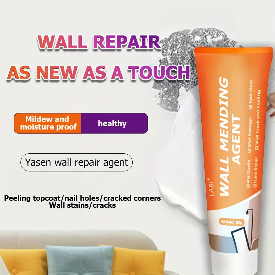 Fast-Drying Wall Repair Kit, Non-Toxic Plaster Filler, Wall Patching Cream, Crack Hole Repair, Ceiling Putty with Scraper, Nose Tip and Sandpaper