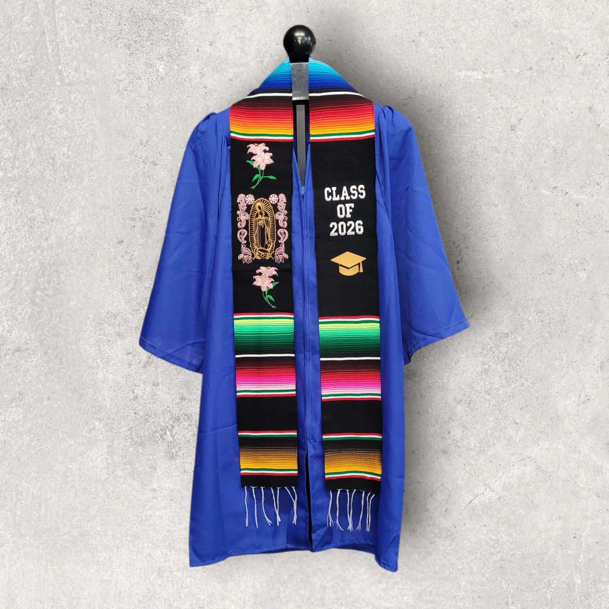 Class of 2026 Virgen/Lily Mexican Sarape Graduation Stole