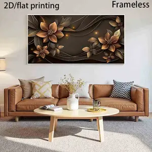 1 Piece Extra Large Modern Gold Floral Canvas Poster - Frameless Wall Art Painting, 27.55"x55.11" (70x140cm) Gold Brown Abstract Decoration, Suitable for Living Room, Bedroom - Luxurious Home Decoration Gift, Suitable for Christmas, Halloween, Housewarmin