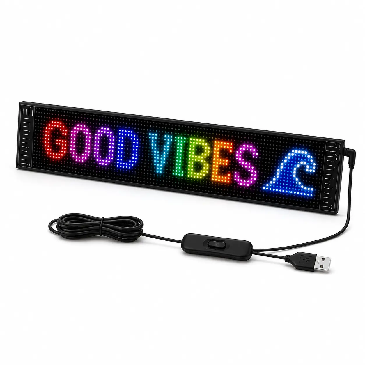 App-Controlled RGB LED Pixel Display Sign, Flexible USB-Powered Message Board with DIY Text, Emojis, Animations and Patterns for Car Window, Store, Gaming Room and Events