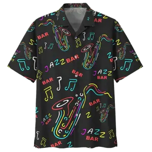 Jazz Saxophone Background Design Hawaiian Shirt, Trendy Hawaiian Shirt for Men and Women, All over Print Hawaiian Perfect for Beach, Vacation, or Casual Summer Outfit