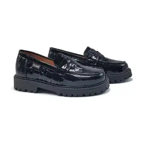 Atlanta Mocassin Navy Croc Loafer