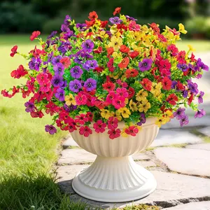 BEGINS 12/24pcs Artificial Flowers ,UV Resistant Colorful Fake Flower, Decorative Bouquet for Home Garden Party Wedding Decor