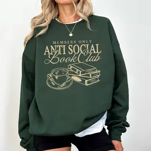 Women's Anti Society Book Club Sweatshirt, Introvert Bookish Crewneck, Bookworm Pullover, Booktok Sweater, Gift For Book Lovers