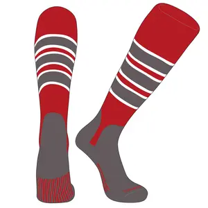 PEAR SOX OTC Baseball Softball Stirrup Socks (C, 5in) Red, White, Graphite, Graphite