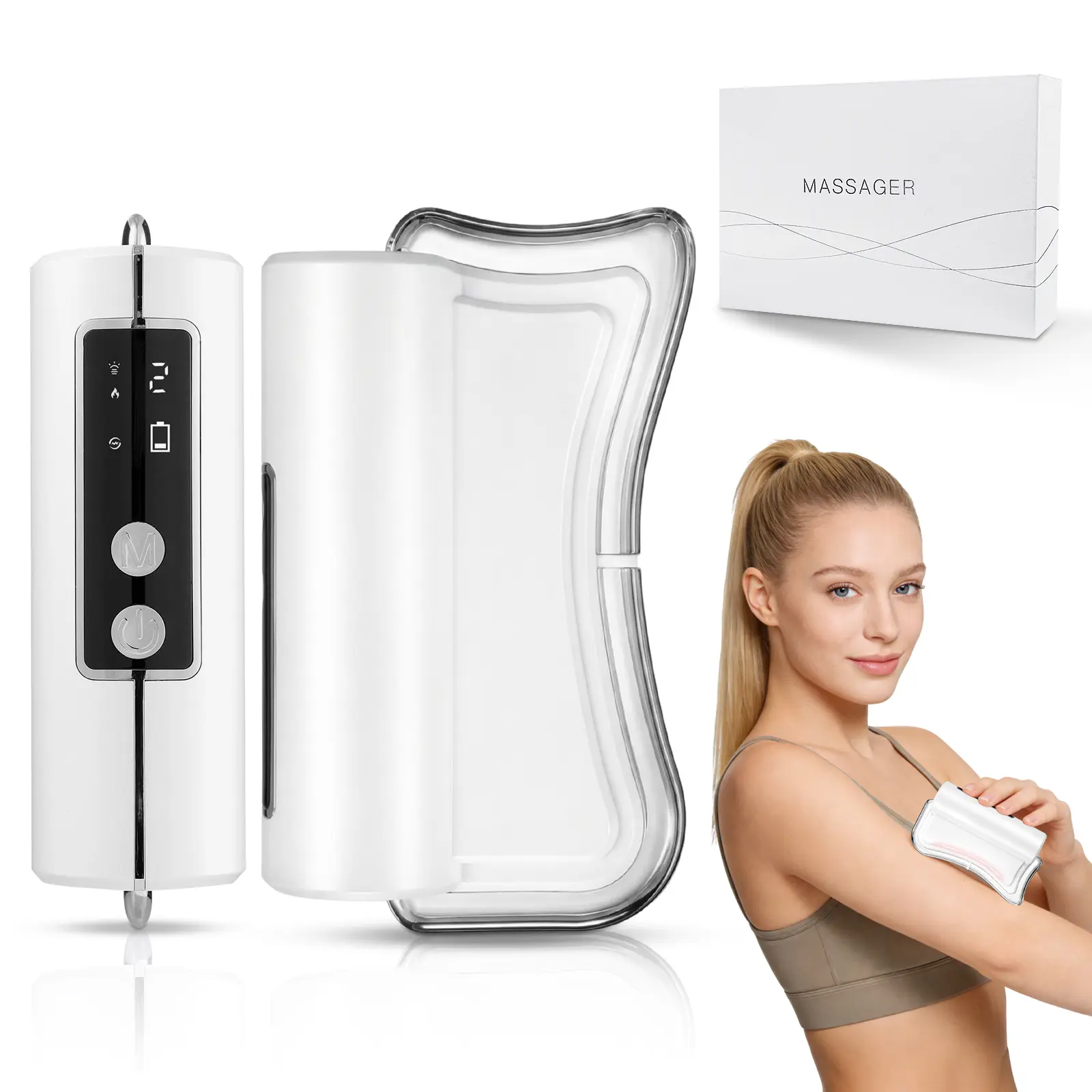 Electric Gua Sha Body Sculpting Tool with Heat & Vibration, Unscented Multi-Zone Massage Device for Waist, Shoulder & Back, Lymphatic Drainage Massager for Daily Use, Relaxation, Heat&Vibra