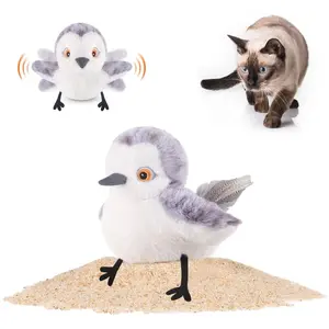 Potaroma Flapping Bird Cat Toy, Lifelike Bird Chirp Tweet, Touch-Activated Kitten Toy Rechargeable, Interactive Cat Exercise Toys