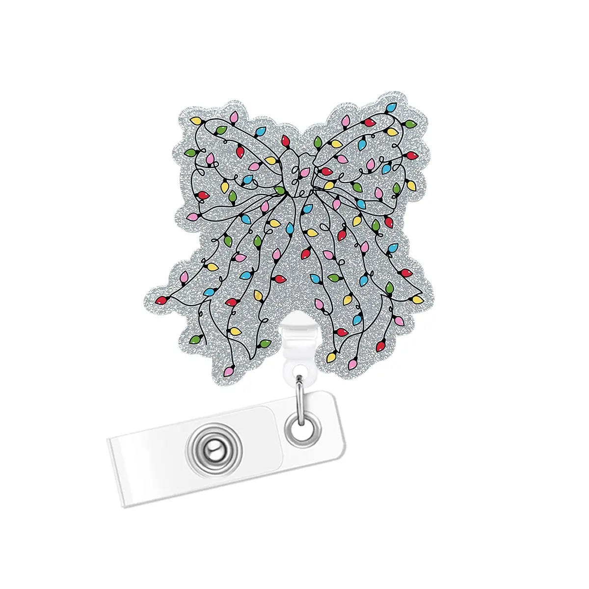 Christmas Badge Reel, Premium Decorative Badge, Cute Bow Design Badge Clip Retractable with ID Holder, Nurse Work Accessories, Fun Rn Badge Reel with Belt Clip, Nursing Badge Reel, Medical Badge Reel, Badge Reels Retractable