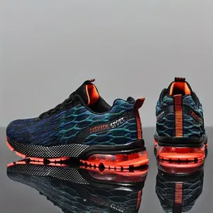 Men's Air Cushion Shock Absorption Running Shoes - Lace Up Trendy Striped Training Shoes - All Seasons Outdoor Gym Park Activities