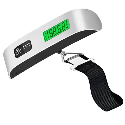 Portable Digital Luggage Scale, 110lbs Hanging Baggage Scale with Backlit LCD, Accurate Pet & Suitcase Weighing Scale with Hook and Strong Straps, Easy Travel Essentials