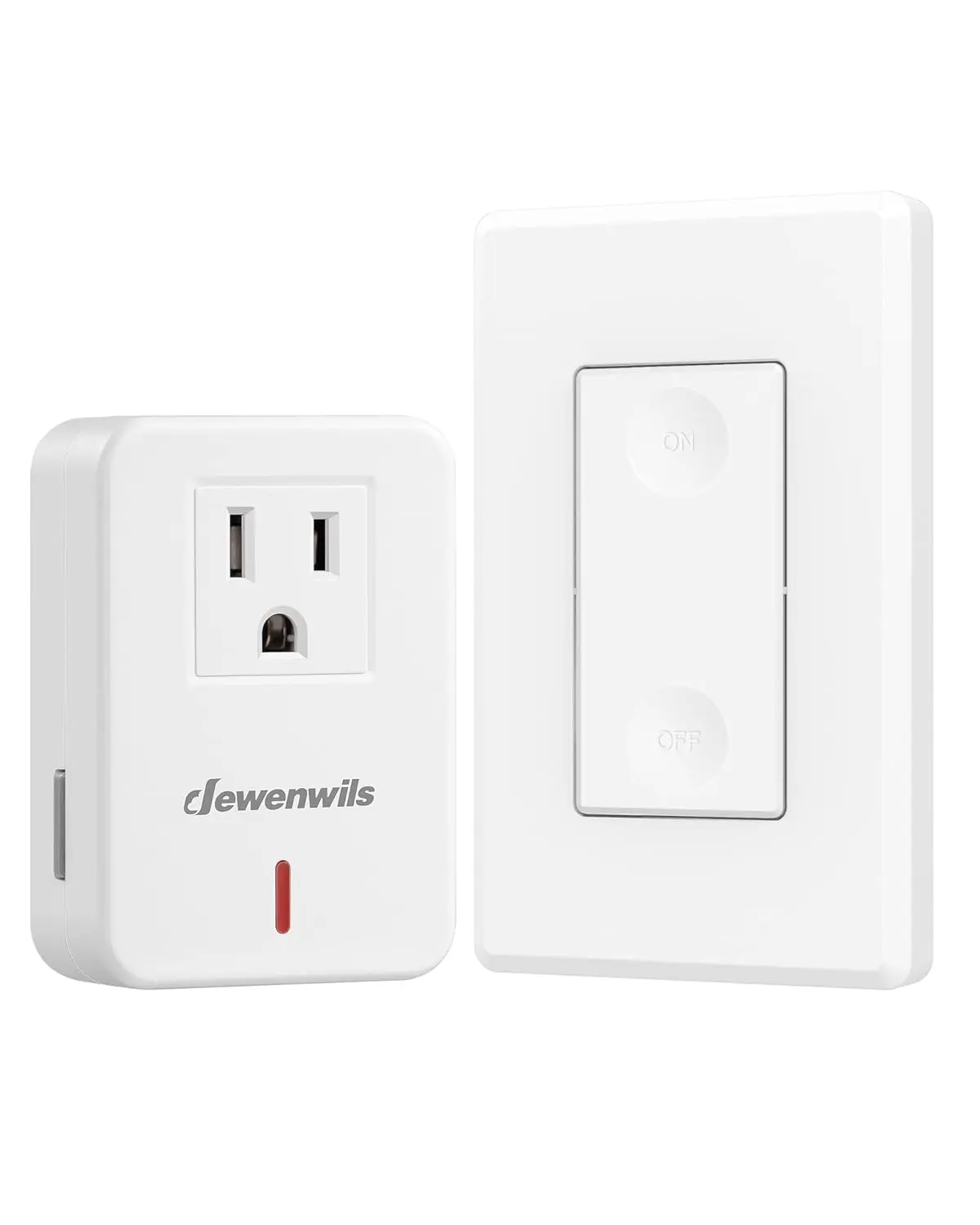 Wireless Remote Control Outlet Wall Mounted Light Switch - ETL Listed, No Wiring, 100ft RF Range, Programmable Electrical Plug-In On/Off Power Switch for Lamp, Fan