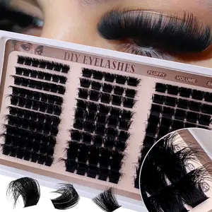 170pcs Russian False Eyelash Kit, 160D+200D+300D D Curl, Fluffy, Reusable, Natural Look, DIY Lash Clusters Extension, Party, Wedding, Halloween