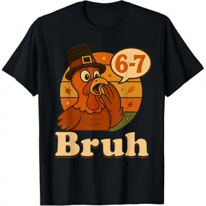 Funny 67 Thanksgiving Turkey Bruh Boys Kids Six Seven Meme T-Shirt Sweatshirt Crew Neck