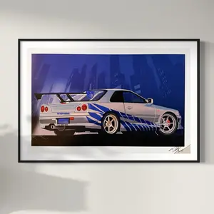 Signed print art of Skyline gtr car poster