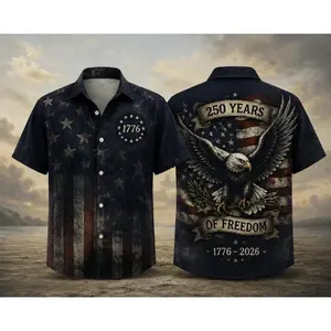Patriotic Eagle Hawaiian Shirt, 250 Years Of Freedom Button Up Shirt, American Flag Eagle Shirt, USA 1776 2026 Polyester Beach Shirt Gift #   TikTokMadeMeBuyIt #   TikTokShop #   USA 250th