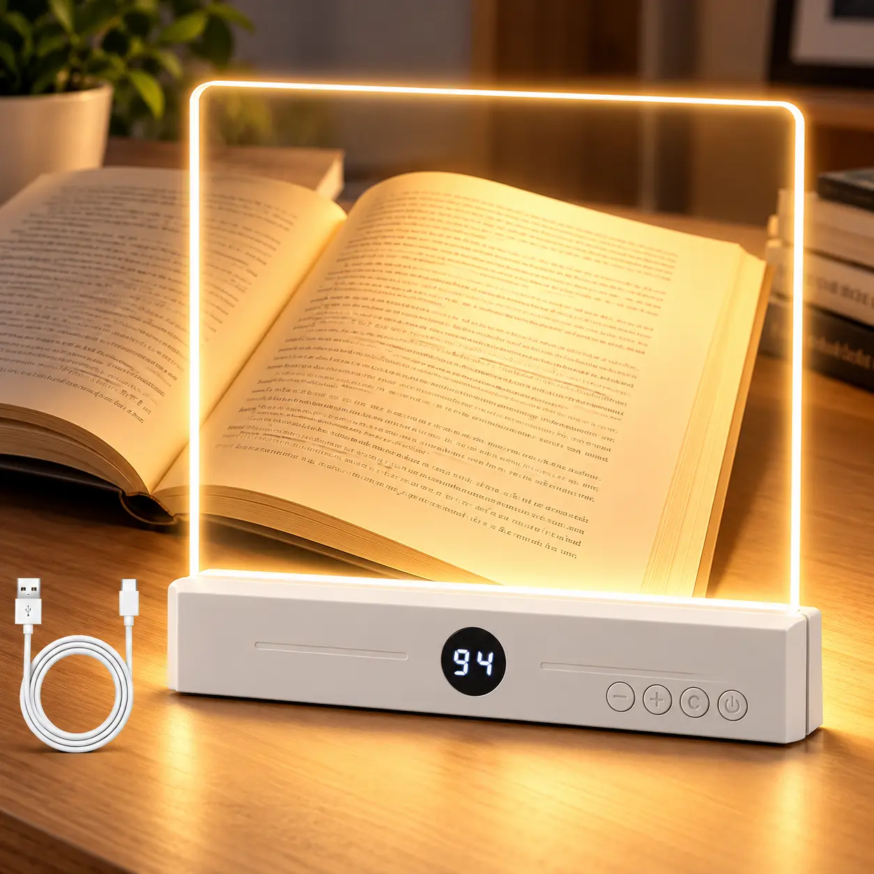 Smart LED Reading Light Book Light Treasure Box Rechargeable Clear LED Flat Reading Light Timer Doodleable Study Lamp The Quiet Reader's Dream Lights Ultra-thin Wireless Design