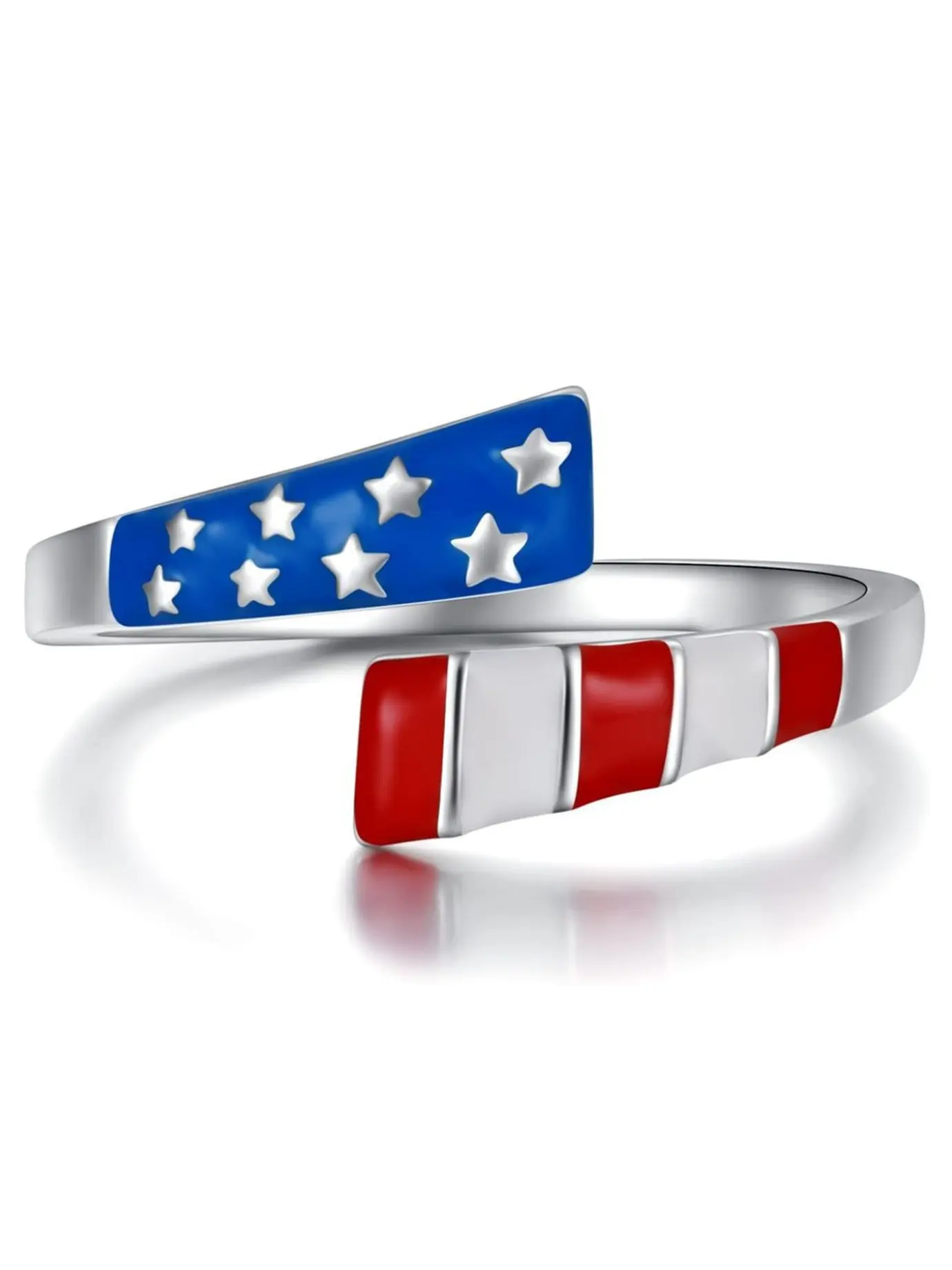 American Flag Ring, Patriotic Star Open Ring, Unisex, July 4th Independence Day Jewelry Gift, Elegant Daily Wear, All Seasons