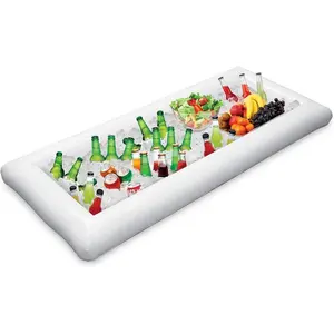 Large Inflatable Serving Bar, Tropical BPA-Free Ice Cooler and Buffet Tray with Drain Plug for Pool Parties, BBQ, Graduation Party
