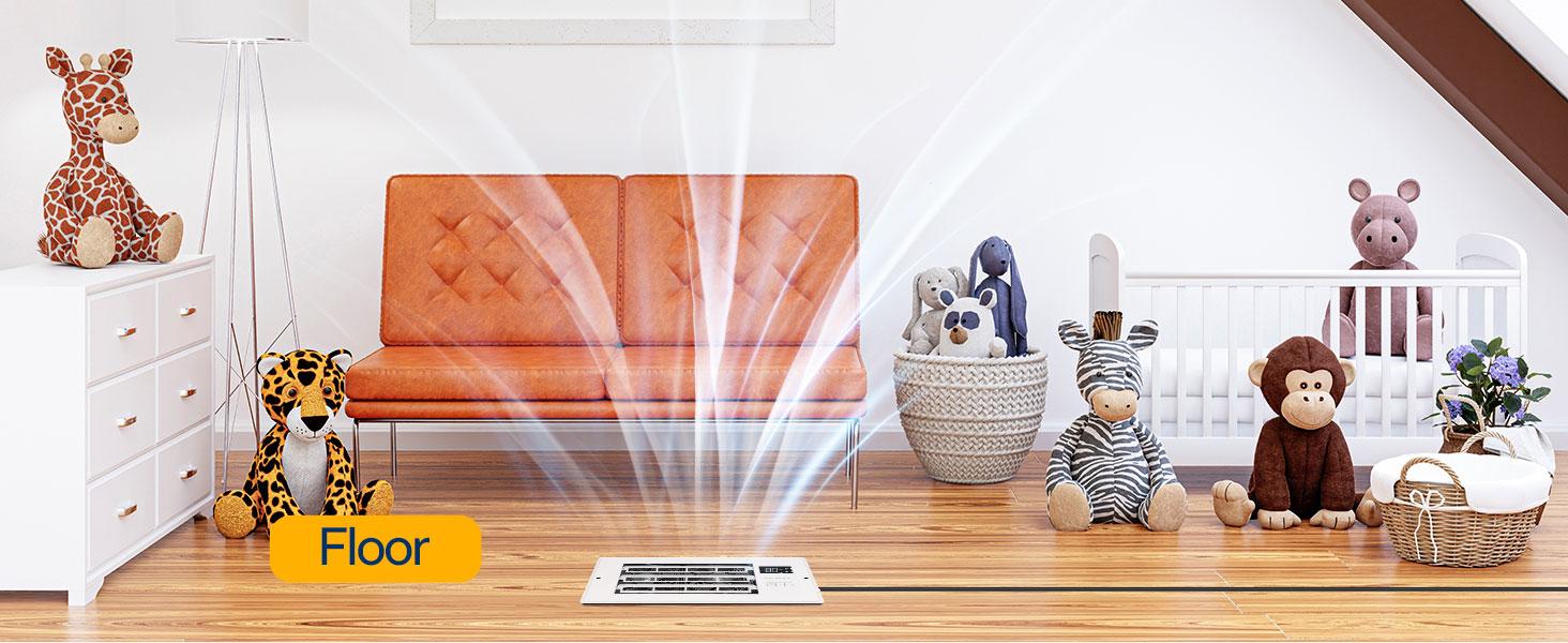 VIVOHOME Register Booster Fan WIFI App & Remote Control - With Adjustable Louver - Smart Thermostat & 10-Speed - AC Vent Fan for Floor, Ceiling, Wall - Quiet Operation (White)