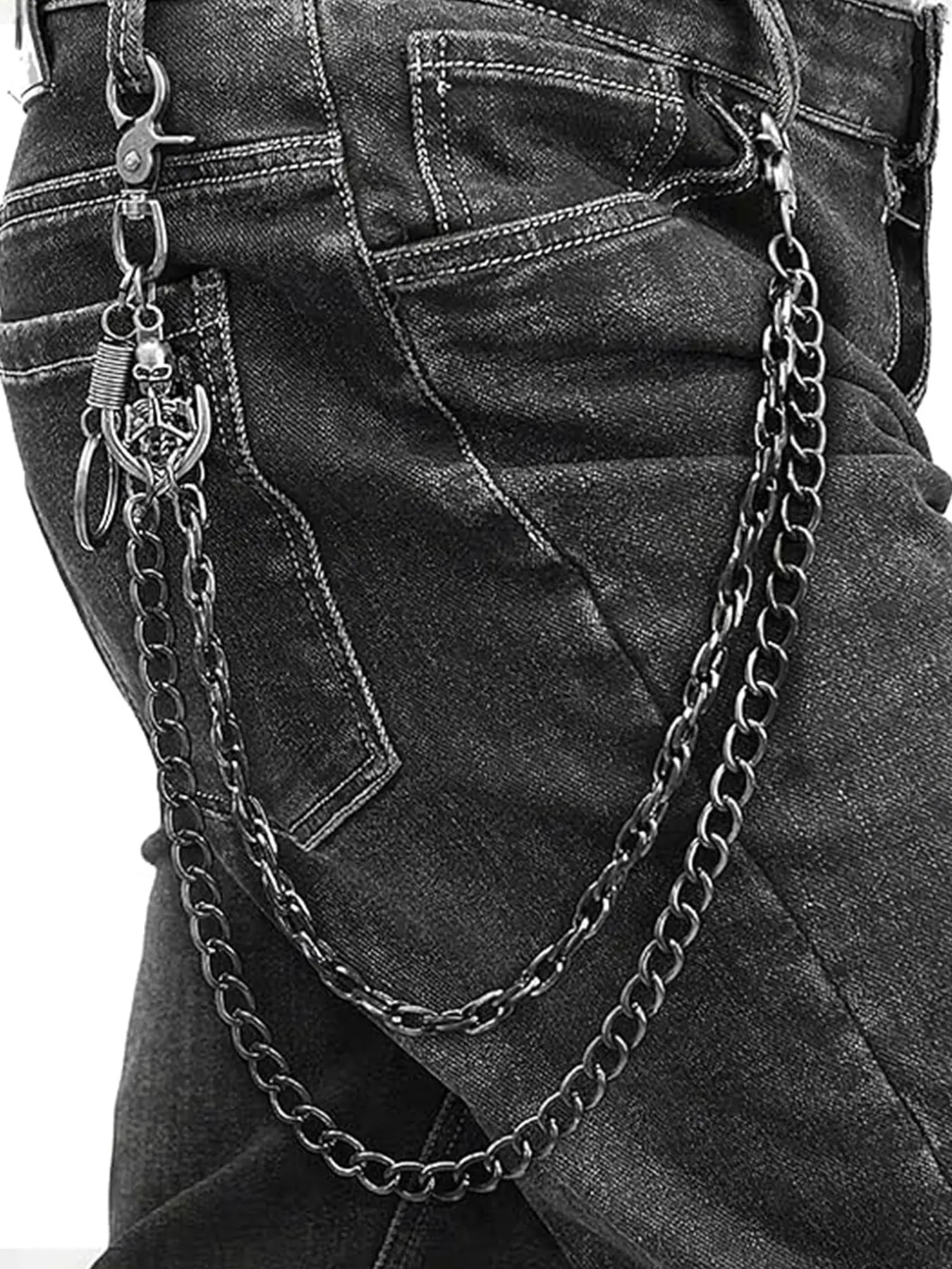 1pc Pants Jean Chain Belt Heavy Wallet Pocket Chain, Cool Streetwear Goth Punk Grunge Skeleton emo Pirate Accessories,Hip-hop Pants Chain Men Back Chain