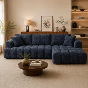 Modern Cloud Modular Sectional Sofa 108", Boneless Frame L Shape Couch with Chaise, Soft Chenille Upholstery Deep Seat Sofa for Home Living Room, Zero Assembly Needed