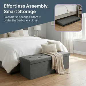 43" Storage Ottoman Bench – Padded Seat Storage Chest, Foot Rest Stool for End of Bed, Bedroom & Living Room Bench, Supports 660 lbs – Grey