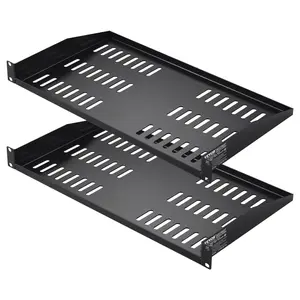 VEVOR 2PCS 1U Server Rack Shelf, TikTokShopBlackFriday, 10"/254 mm Depth, 50 lbs Max Load Capacity Vented Cantilever or Wall Mount Rack Mount Shelf with Tray, Good Air Circulation for 19" Network Cabinet or Equipment Rack Installation Organiser