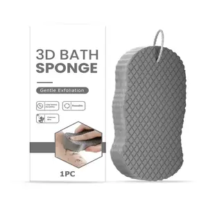 [2count]Magic Exfoliating Bath Sponge, 3D Super Soft Exfoliating Bath Sponge, Skin Friendly and Reusable, Alternative to exfoliating Gloves, Random Color.