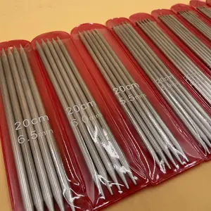 Stainless Steel Sweater Needles Set of 5 - 20cm Straight Needles for Knitting - 6.5mm Short Needles for Crafting
