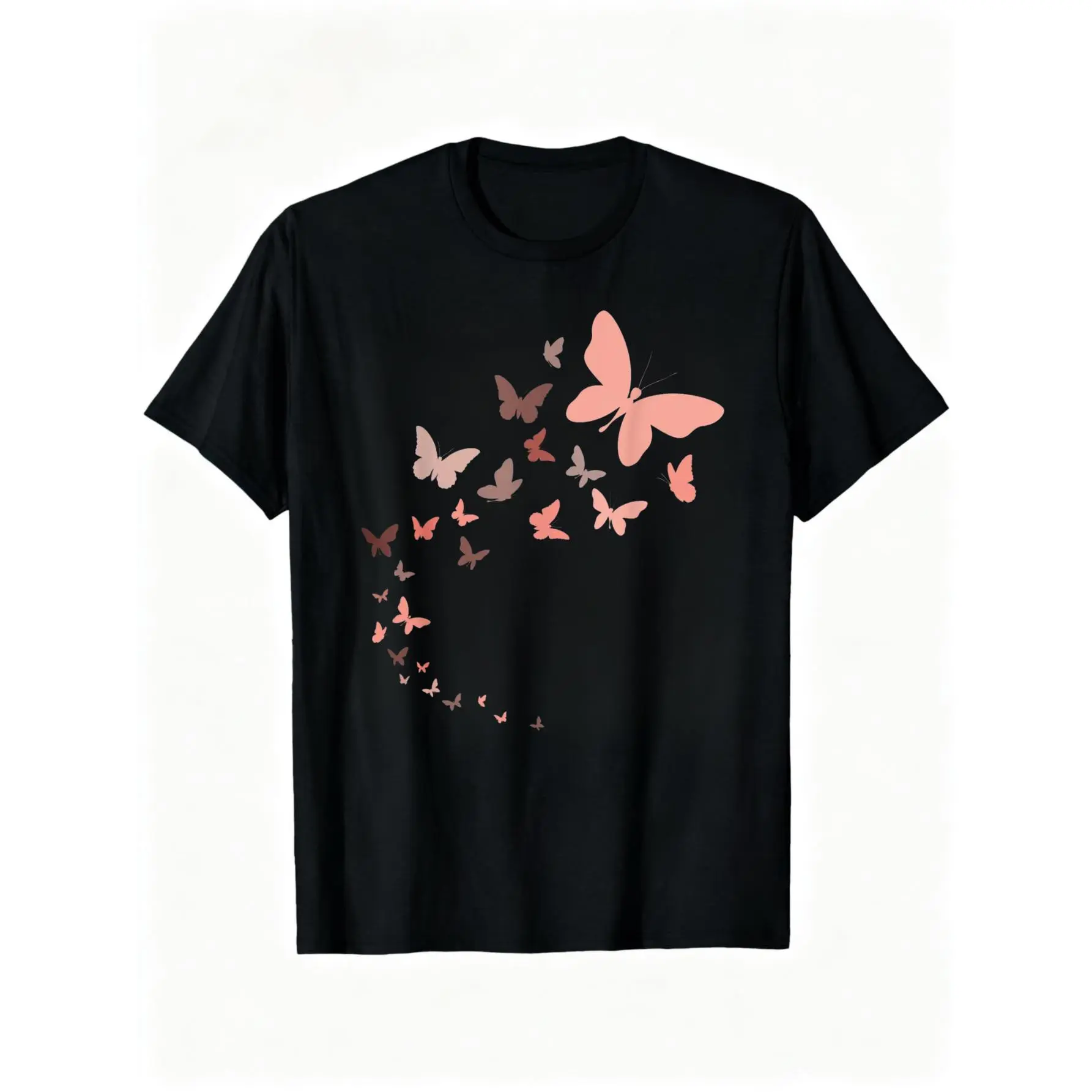 100% Cotton Unisex Flock Of Beautiful Vintage Butterflies T-Shirt Casual Top