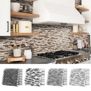 10PCS Retro Self-Adhesive Mosaic Tile Stickers — No Renovation Required! Waterproof and Splash-Proof Wall Stickers for Kitchen, Bathroom & Shower Rooms, Oil-Proof Self-Adhesive Vinyl Wall Decals, Perfect for Home DIY Decoration