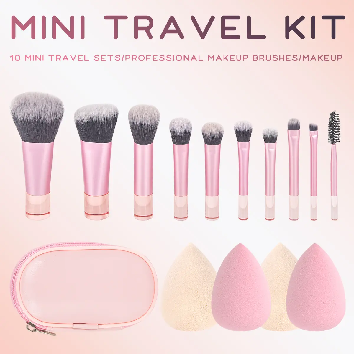 Back to School！Premium 10-Piece Beauty Travel Brush Set - Soft Cosmetics Makeup Brushes with Compact Storage Case for Eyes, Face, Eyebrows, Portable Durable Mother's Day Gift, Brushes Makeup