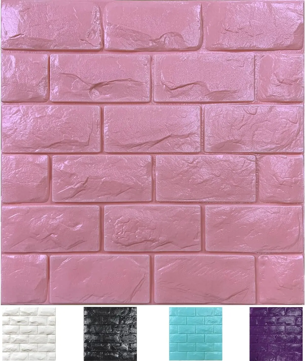 11 count 3D Wall Panels Peel and Stick Faux Brick Wallpaper Pink Self Adhesive  Brick Paneling Faux Stone Wall Panels (11PCS, Pink)