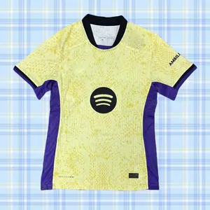 2526 FCB 2nd Away Player's Edition Yellow Short Sleeve Soccer Jerseys La Liga
