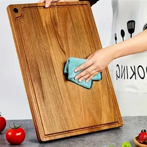 Wooden Cutting Board, 1pc Durable Wooden Chopping Board with Handle, Kitchen Cooking Cutting Board for Meat, Cheese, Bread, Vegetable, Fruit