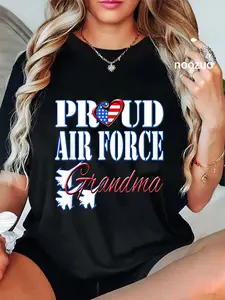 100% Cotton Unisex Proud Air Force Grandma Shirt US Heart Military Women. T-Shirt