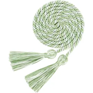 Graduation Cords Sage Green White Cords for Graduation 2026 Polyester Honor Cord with Tassel Honor Rope Belt for College Graduates Bachelor Gown Grad Decorations Party Supplies