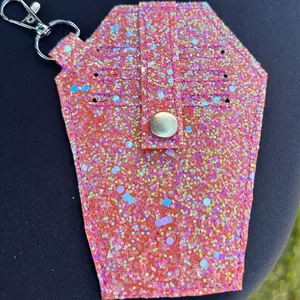 Orange Glitter Coffin Wallet Keychain