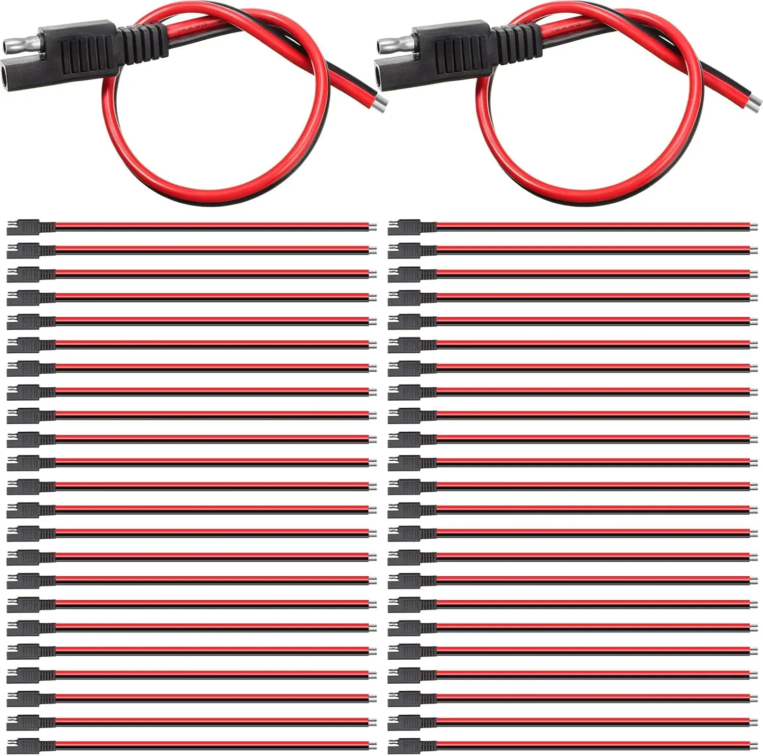 8 Pack 14 Awg 2 Pin SAE Quick Connectors Extension Cable, 1FT 12V Connectors Disconnect Wire Harness with Single Plug for Motorcycle, Car, Solar Panel, Battery Charger and Automotive Use