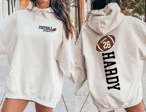 Custom Football Sweatshirt, Personalized Name & Player Number Jersey Shirt, Game Day Pullover Hoodie, Football Mom Fan Gift, Football Mama Shirt